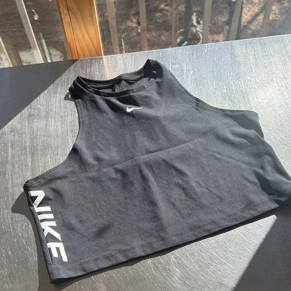 Nike Black Sleeveless cropped Top with White Logo
